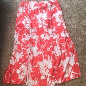 Orange and white flowered skirt